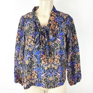 boohoo Women's works top pussybow Blouse Paisley Design Size 4